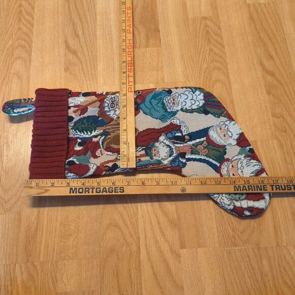 Tapestry Christmas Stocking Old World Santas Knit Cuff Holidays All Over Print - Picture 7 of 7